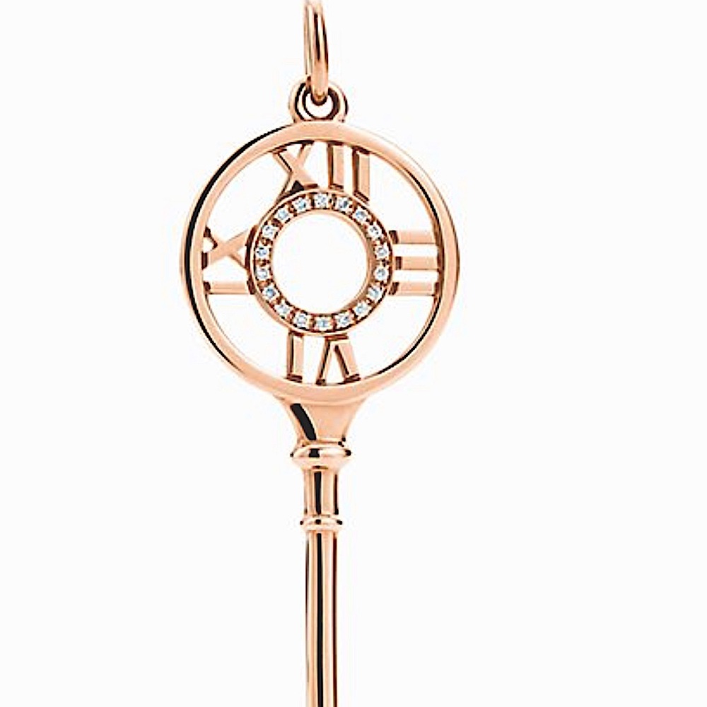 Tiffany Atlas Collection Rose Gold Key Necklace with Diamonds